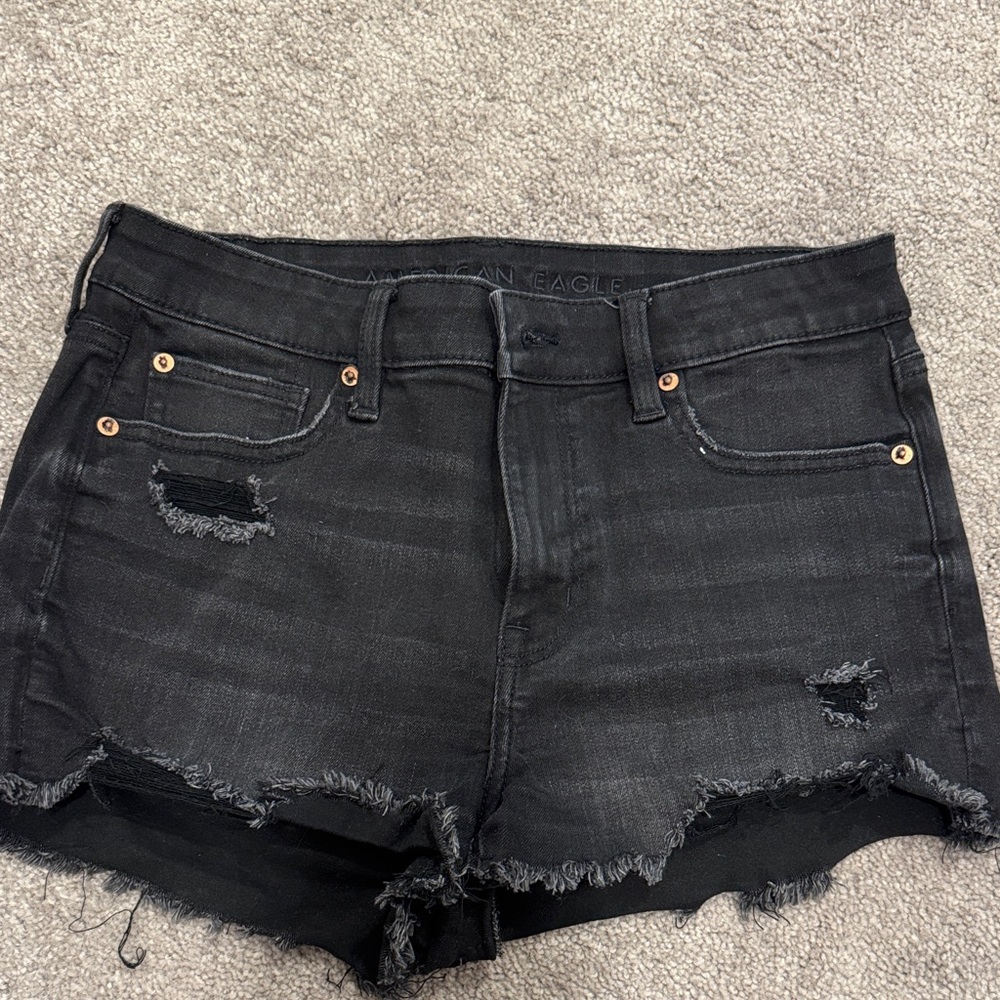American Eagle Outfitters Charcoal Distressed Jean Shorts
